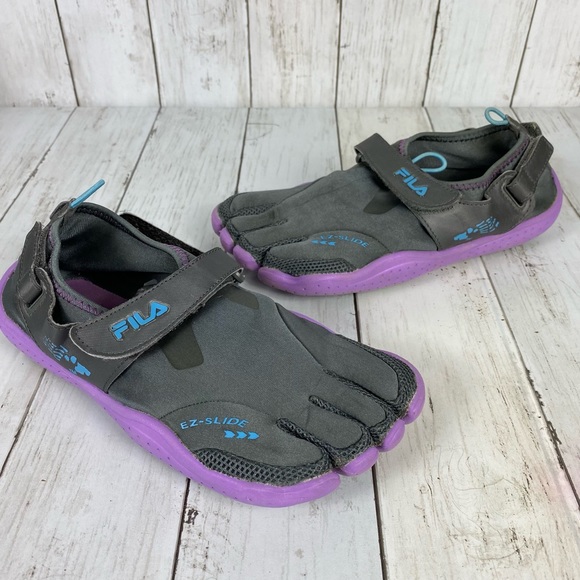 Fila Skele-Toes EZ Slide Women’s Size 7 Drainage Water Toe Shoes Gray Purple - Picture 2 of 12